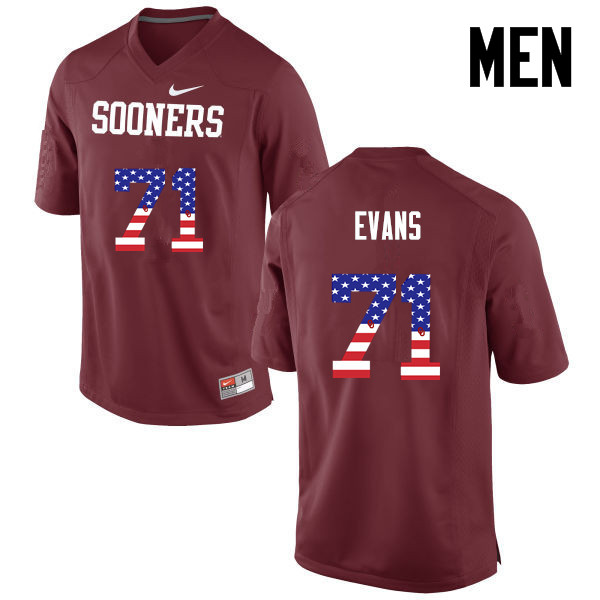 Men Oklahoma Sooners #71 Bobby Evans College Football USA Flag Fashion Jerseys-Crimson